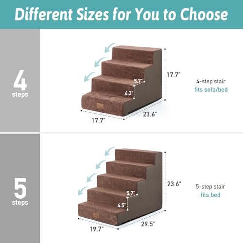 COZY KISS Dog Stairs for Small Dogs, 4 Step Pet Stairs for Beds & Couches - Image 4