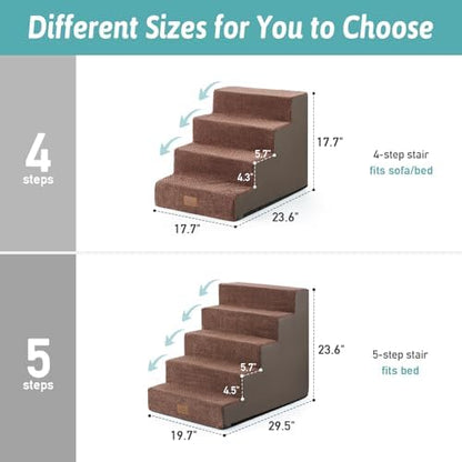 COZY KISS Dog Stairs for Small Dogs, 4 Step Pet Stairs for Beds & Couches - Image 4