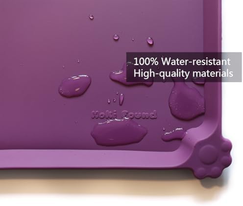 Hoki Found Waterproof Pet Feeding Mats with High Lips, Multiple Size and Colors for Dogs, Cats & Others -Eggplant - Image 3