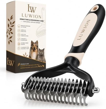 Double-Sided Dematting & Deshedding Brush for Dogs and Cats, Extra Wide Undercoat Rake for Medium & Long Coats, Removes Loose Undercoat Hair, Reduces Shedding by Unknown