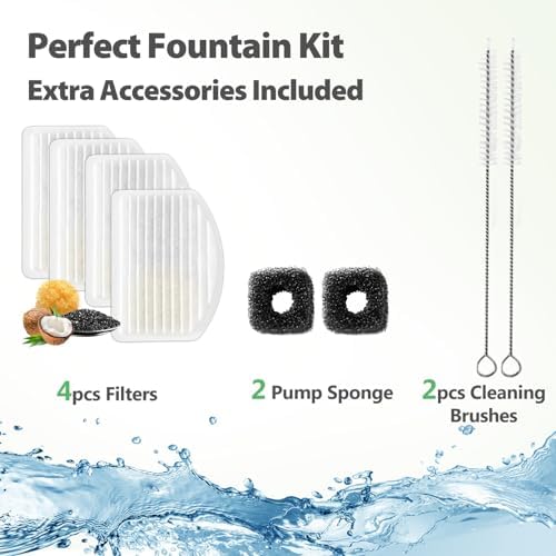 ORSDA Cat Water Fountain Stainless Steel, 3L Automatic Pet Drinking Fountain for Cats Inside, Dog Water Dispenser with Adjustable Water Flow and 6 Replacement Filters for Cats, Dogs (D60) - Image 6