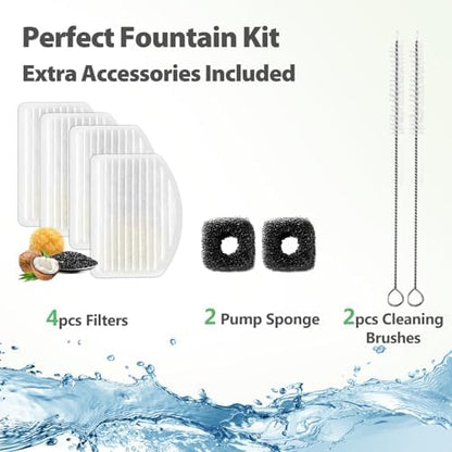 ORSDA Cat Water Fountain Stainless Steel, 3L Automatic Pet Drinking Fountain for Cats Inside, Dog Water Dispenser with Adjustable Water Flow and 6 Replacement Filters for Cats, Dogs (D60) - Image 6