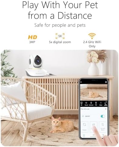 VSTARCAM 3MP Pet Cameras, Security Camera Indoor, Interactive Cat/Pet Camera with Phone App, 2.4GHz with IR Night Vision, AI Motion Tracking, 2-Way Audio, 24/7 Cloud & SD Card Storage - Image 3