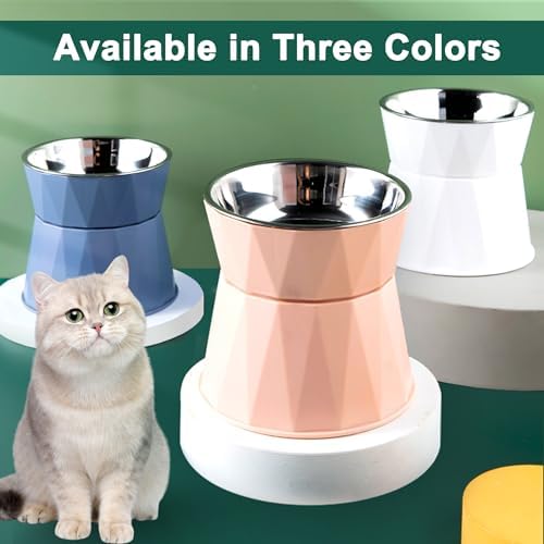 Elevated Cat Bowls for Food and Water, Raised Cat Food Bowls Beneficial for Digestion, Resonable Height, Whisker-Relief, Easy to Clean, 13oz(White) - Image 2