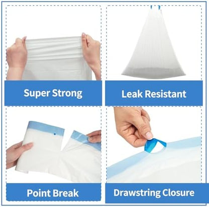 DOEL 60 Count Drawstring Cat Litter Bags for Most Auto Self-Cleaning Litter Box, Cat Litter Box Liners, Replaced Pet Waste Bags, 17.7"x19.7", White Blue (4 Rolls) - Image 2
