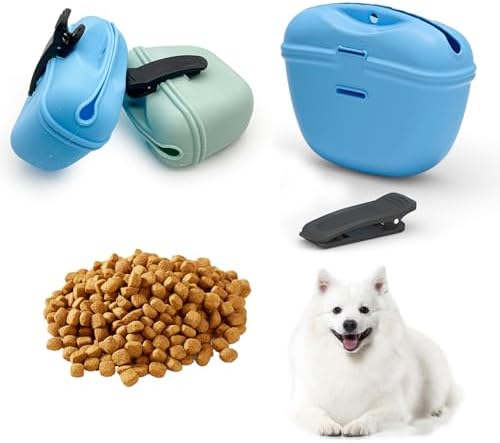 2 Pcs Silicone Dog Treat Pouch,Portable Dog Training Pouch for Treats with Magnetic Closure and Clip,Snacks and Treats to Take Along With Your Dog When Walking(Sky Blue + Light Green) - Image 6