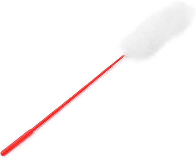 Plush Cat Teaser Wand Bite Hand Crafted Soft Plush Cat Toys Training Indoor (White)