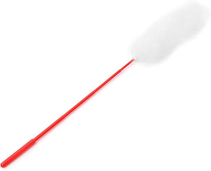 Plush Cat Teaser Wand Bite Hand Crafted Soft Plush Cat Toys Training Indoor (White)