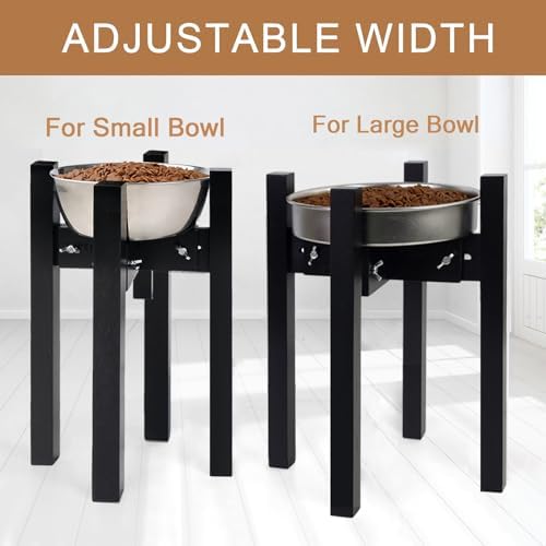 Elevated Dog Bowl Stand Adjustable Dog Food Holder 14”H Large Black - Image 2