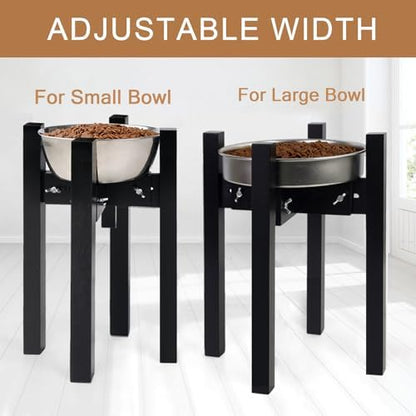 Elevated Dog Bowl Stand Adjustable Dog Food Holder 14”H Large Black - Image 2