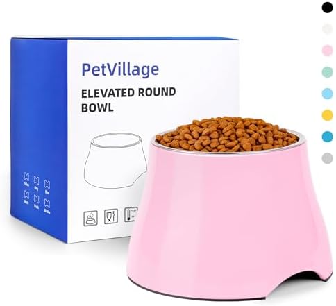 Dog Bowls,Cone Friendly Non Slip Single Dog Bowl with Stainless Steel Inner, Raised Bowls for Small and Medium Dogs Spaniel Dogs Long Ear, High Capacity, L/3 Cups Pink by Petvillage