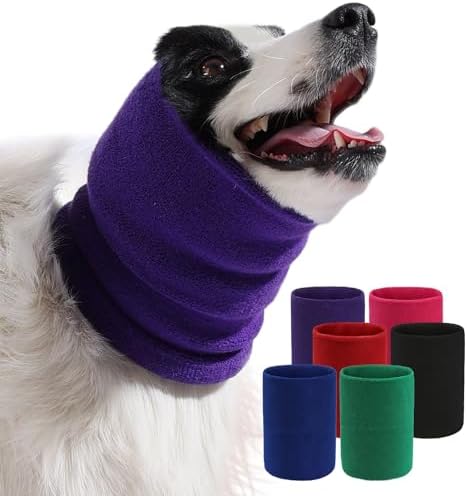Dog & Cat Calming Band Cat Anxiety Relief Cover,Double Layer Thickened Pet Ears Elastic Neck Band Noise Cancelling Ear Muffs for Anxiety Relief/Noise Protection,Grooming,Thunder,Fireworks by Spajoy