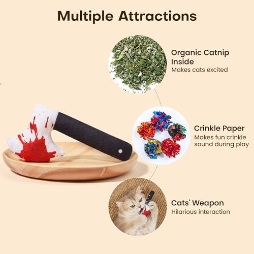 Potaroma 4Pcs Cat Toys, Horror Halloween Knife-Shaped Kitten Catnip Crinkly Sound Toys, Indoor Exercise for All Cat Breeds 6.5 Inches - Image 2