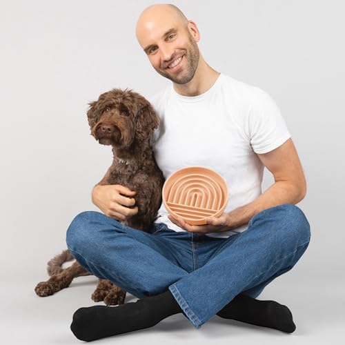 Slow Feeder Dog Bowl - Silicone Dog Bowl, Medium, 7.5" x 1.5" - Blush - Image 6