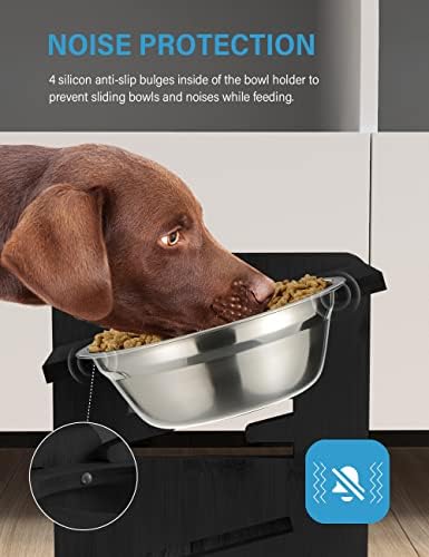 Vantic Elevated Dog Bowls, Raised Dog Bowl Stand Adjustable Medium, Black - Image 5
