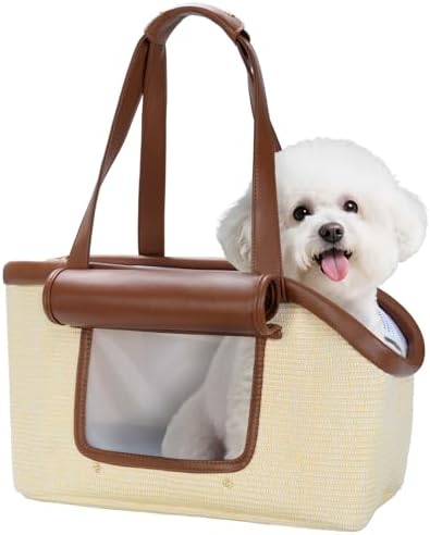 Luxury Dog Purse Carrier for Small Dogs Cats, TSA Airline Approved Puppy Kitten Carrier Soft-Sided Travel Tote Bag Up to 10lbs(14.17'' L x 7.09''W x 8.66''H) by Minsong