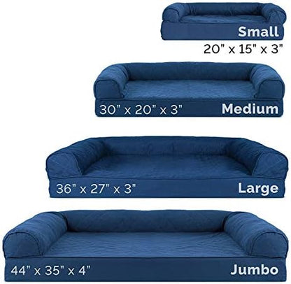 Furhaven Cooling Gel Dog Bed for Medium/Small Dogs w/ Removable Bolsters & Washable Cover, For Dogs Up to 35 lbs - Quilted Sofa - Navy (Blue), Medium - Image 6