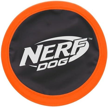 Nerf Dog Zone Flyer Dog Toy, Flying Disc, Lightweight, Durable and Water Resistant, Great for Beach and Pool, 10.5 inch Diameter, for Medium/Large Breeds, Single Unit, Orange/Black by GramercyProductsInc