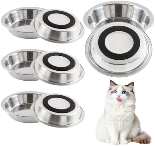 8Pcs Stainless Steel Cat Bowls, Cat Food Bowl with Non-Slip Silicone Bottom by Unknown