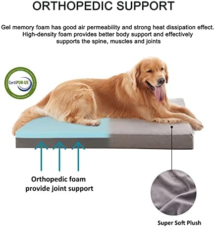 Orthopedic Memory Foam Dog Bed, Cooling Dog Beds Waterproof Pet Bed for Crate with Removable Washable Cover, L(35inch,65Lbs) - Image 2