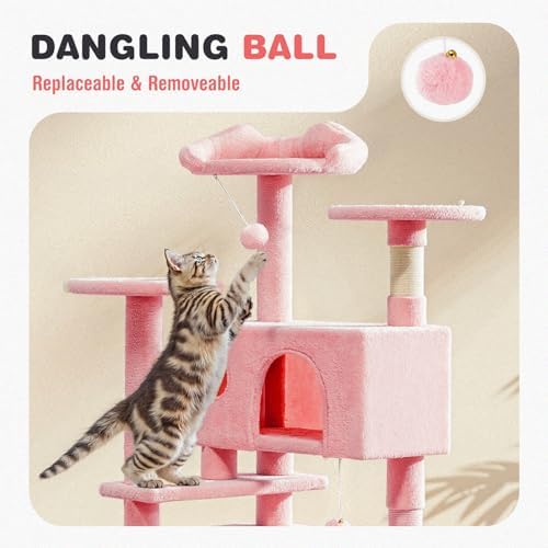 54 Inch Cat Tree Tower with Natural Sisal Scratching Post - Image 5