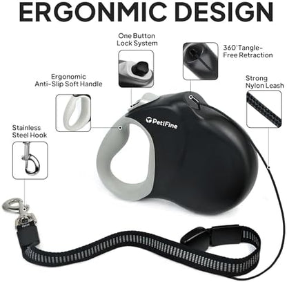 PetiFine Retractable Dog Leash for Large Dogs up to 50kg,30FT Long Leash - Image 3