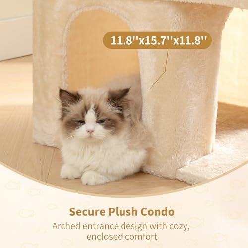 Heybly Cat Tree, 14" Cat Tower with Large Cat Bed & Condo HCT203SM - Image 4