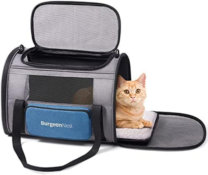 BurgeonNest Cat Carrier for Cats up to 20 Lbs, Soft-Sided Escape Proof by Lifelongfriendsbelovedfamily