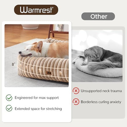 Dog Bed Medium Size Dog, Rectangle Orthopedic Pet Bed for Car and Indoor, Comfort Fluffy Memory Foam Dog Beds with Anti-Slip Bottom, Camel (30x24x8 inches) - Image 4