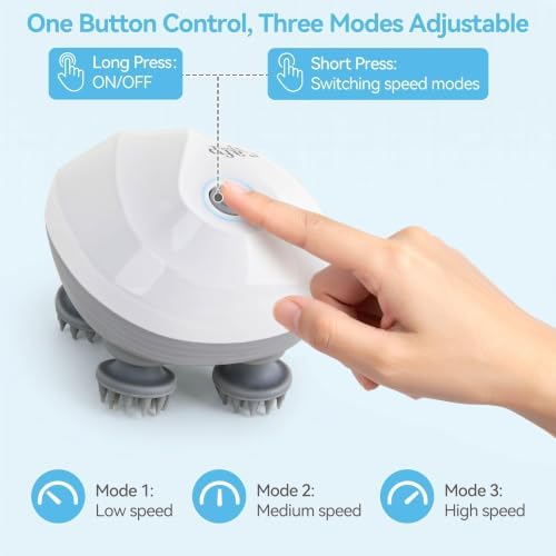 ALL FOR PAWS Cat Dog Massager for Cats & Dogs, Handheld Electric Pet Massager Brush with 4 Rotating Heads, USB Rechargeable Dog Cat Head Massager, Cordless Massage Tool with 3 Speed Modes - Image 2