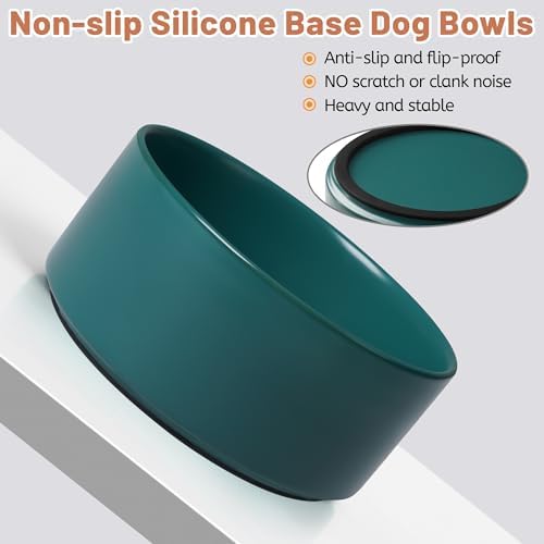 Ceramic Dog Bowls, Non Slip Dog Food and Water Bowl with Silicone Base, Heavy Pet Feeding Bowl for Small, Medium, and Big Dogs (Green, 6 Inches) - Image 3