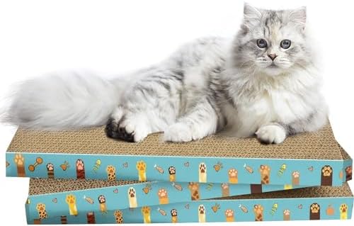 Cardboard Cat Scratcher 3 Pack Refill Reversible Cat Scratching Pad Durable Cat Scratchers for Indoor Cats Kitten to Protect The Furniture (Cat Paws) by Unknown