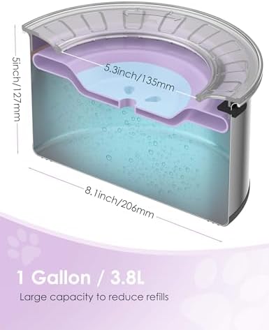 Heouvo 1 Gallon No Spill Dog Water Bowl with Slow Drinking Disk(Purple) - Image 2