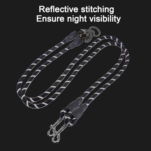 Double Dog Leash Coupler No Tangle Dual Dog Leash Splitter Reflective DoubleLeash for Two Dogs Double Clip DogLeash Coupler for Two Dogs - Image 3