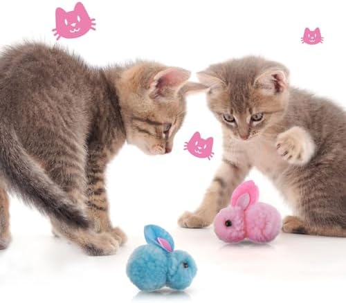 Amaxiu 10Pcs Cat Plush Toy Balls, Cute Bunny Shape Kitten Pompom - Image 4