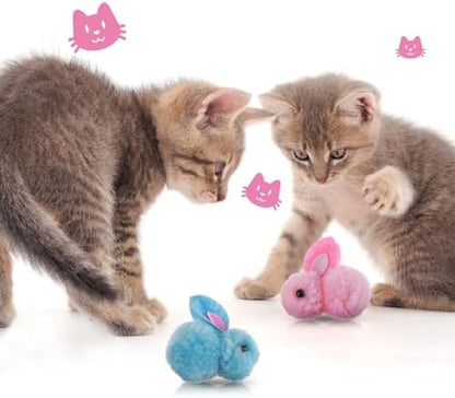 Amaxiu 10Pcs Cat Plush Toy Balls, Cute Bunny Shape Kitten Pompom - Image 4