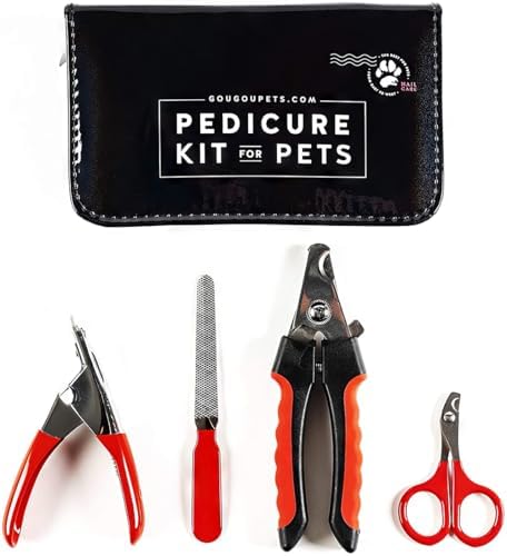 Pet Care Pedicure Kit for Dogs, Cats, Birds and Reptiles - Nail Clippers, File and Scissors Style Clippers Plus Case (3 Nail Clippers Plus Nail File) by GouGouPets