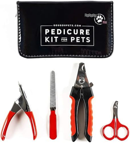 Pet Care Pedicure Kit for Dogs, Cats, Birds and Reptiles - Nail Clippers, File and Scissors Style Clippers Plus Case (3 Nail Clippers Plus Nail File) by GouGouPets