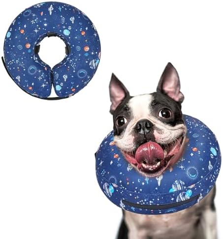 Supet Inflatable Dog Cone Collar Alternative After Surgery, Doggie Neck Donut Collar Recovery ECollar for Post Surgery, Soft Dog Cone for Small Medium Puppies Cats by Supet