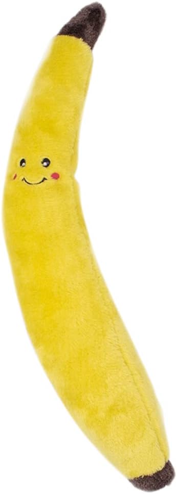 ZippyPaws Jigglerz - Dog Squeaky Toys to Keep Them Busy, Funny Food Plush for Small, Medium, & Large Dogs, Cute Stuffed Puppy Toy, Pet Products, Gift for All Breeds, Interactive Squeaker - Banana