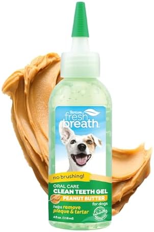 TropiClean No Brush Dog Toothpaste for Teeth Cleaning, Peanut Butter, 4oz by TropiClean