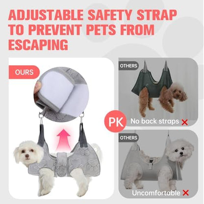 PAWCHIE Dog Grooming Hammock Harness for Dogs & Cats with Pet Nail Clipper Trimmer,Cat Hanger Sling for Trimming Clipping Nails,Warm Plush Dog Hammock Restraint Bag for Small Medium Large Dogs,Grey S - Image 4