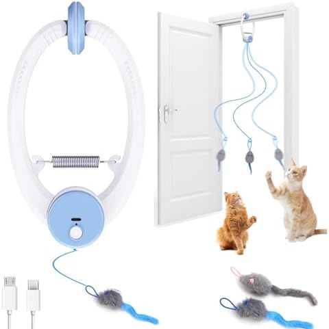 Interactive Cat Toys for Indoor Cats - Automatic Flying Bird Feather Toy Chase Exercise Enrichment Stimulation, Rechargeable Durable Safe Kitten & Adult Cat Electric Hanging Toy for Bored Cats (White) by Unknown