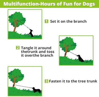Dog Hanging Bungee Tug Toy: Interactive Tether Tug-of-War for Pitbull Small to Large Dogs to Exercise and Training Equipment - Outdoor Tree Tugger Dog Rope Toy with 2 Chew Rope Toys - Blue - Image 6