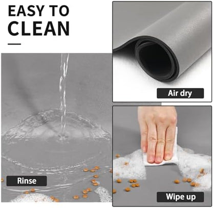 HotLive Dog Food Mat - Absorbent Cat Mat for Food and Water, No Stains Pet Feeding Bowl Mat, Easy to Clean Pet Placemats, Quick Dry Dog Water Dispenser Mat for Messy Drinkers | Grey 18"x 34" - Image 3