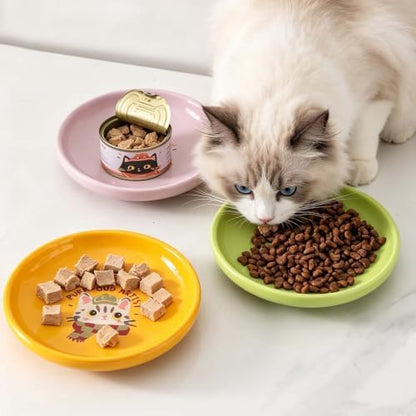 3 PCS Ceramic Cat Bowls, 5.5 in Pet Bowl Cat Dishes for Food and Water, Small Dog Dish(YellowGreenBlue) - Image 5