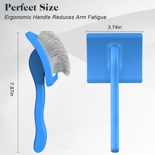 2PCS Slicker Brush for Dogs & Pet Comb,Professional Dog Grooming Brush (Goldendoodles,Poodles,Labradoodles) with Extra Long Pins to Effectively Remove Tangles, Knots and Mats (Blue, Gentle Large) - Image 6