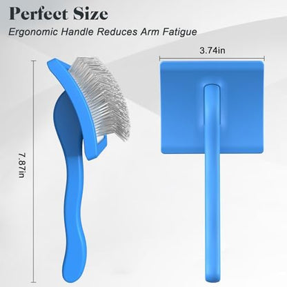 2PCS Slicker Brush for Dogs & Pet Comb,Professional Dog Grooming Brush (Goldendoodles,Poodles,Labradoodles) with Extra Long Pins to Effectively Remove Tangles, Knots and Mats (Blue, Gentle Large) - Image 6