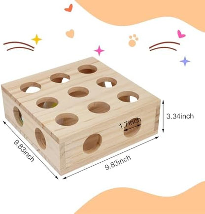 Hypeety Interactive Cat Toy Puzzle Box Wooden Treat Maze Scratcher Peek Play Toy Box Fun Interactive Cat Toy Fun Hide and Seek Agility Toys - Image 2