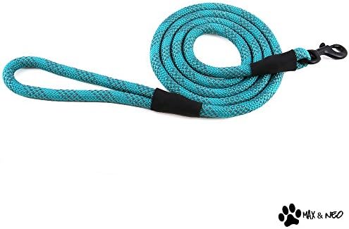 Max and Neo Rope Leash - Reflective, 6 FT x 1/2" - Teal - Image 2